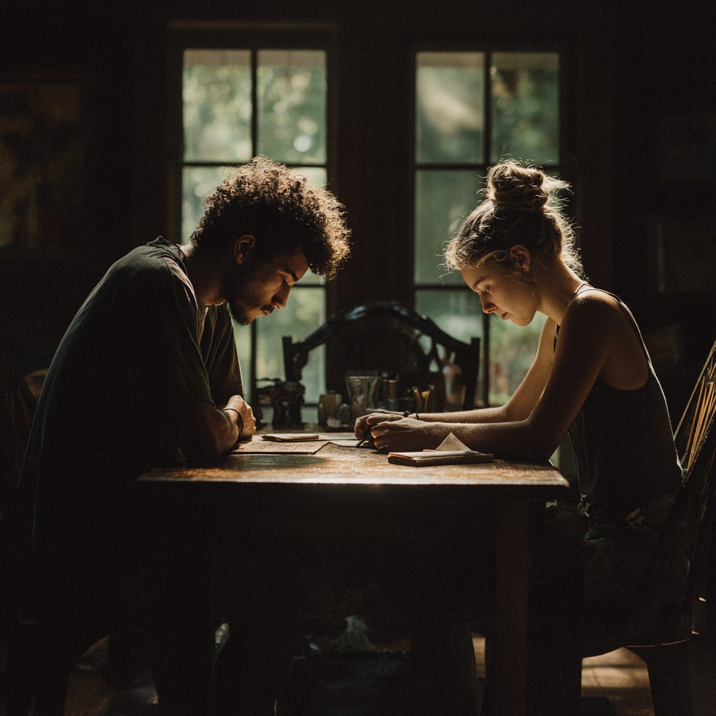 Two people focused on a task at a wooden table with natural light, representing engagement and understanding how the app works
